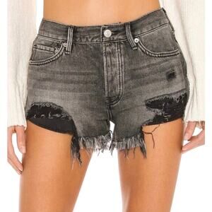 NWT FREE PEOPLE x WE THE FREE Good Vibrations Black Distressed Short